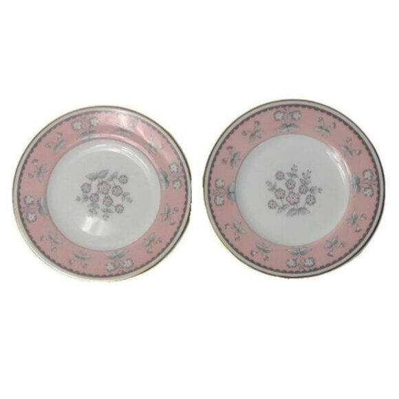 Vintage Set of 2 Wedgwood PIMPERNEL PINK Bone China Bread & Butter Plates W3652 - Picture 1 of 5